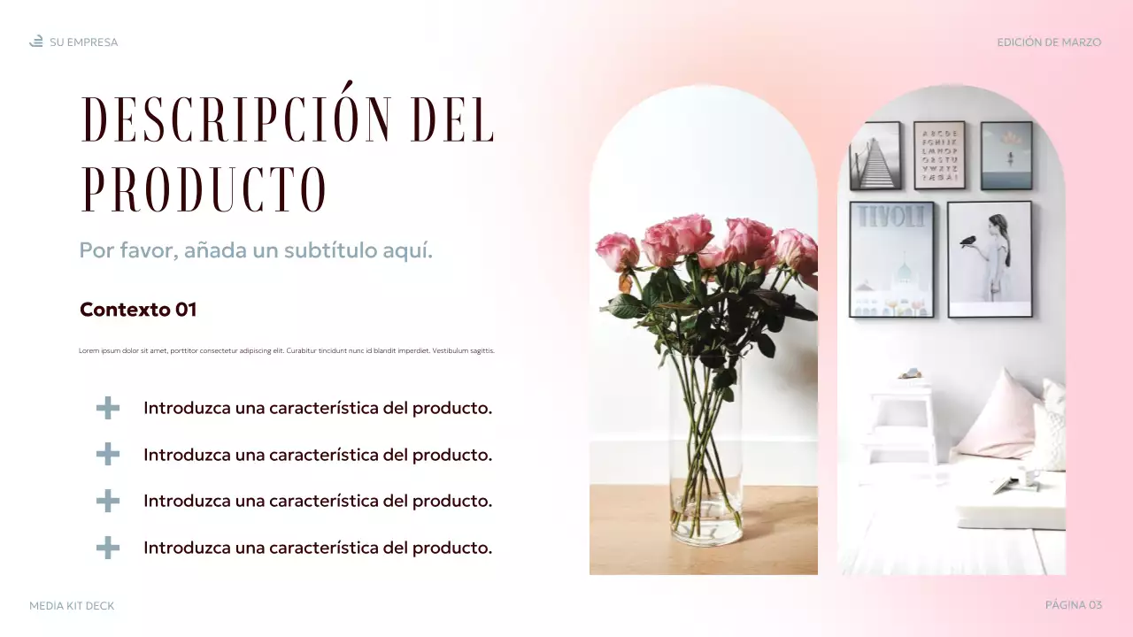 Presentación multimedia elegante en tonos pastel