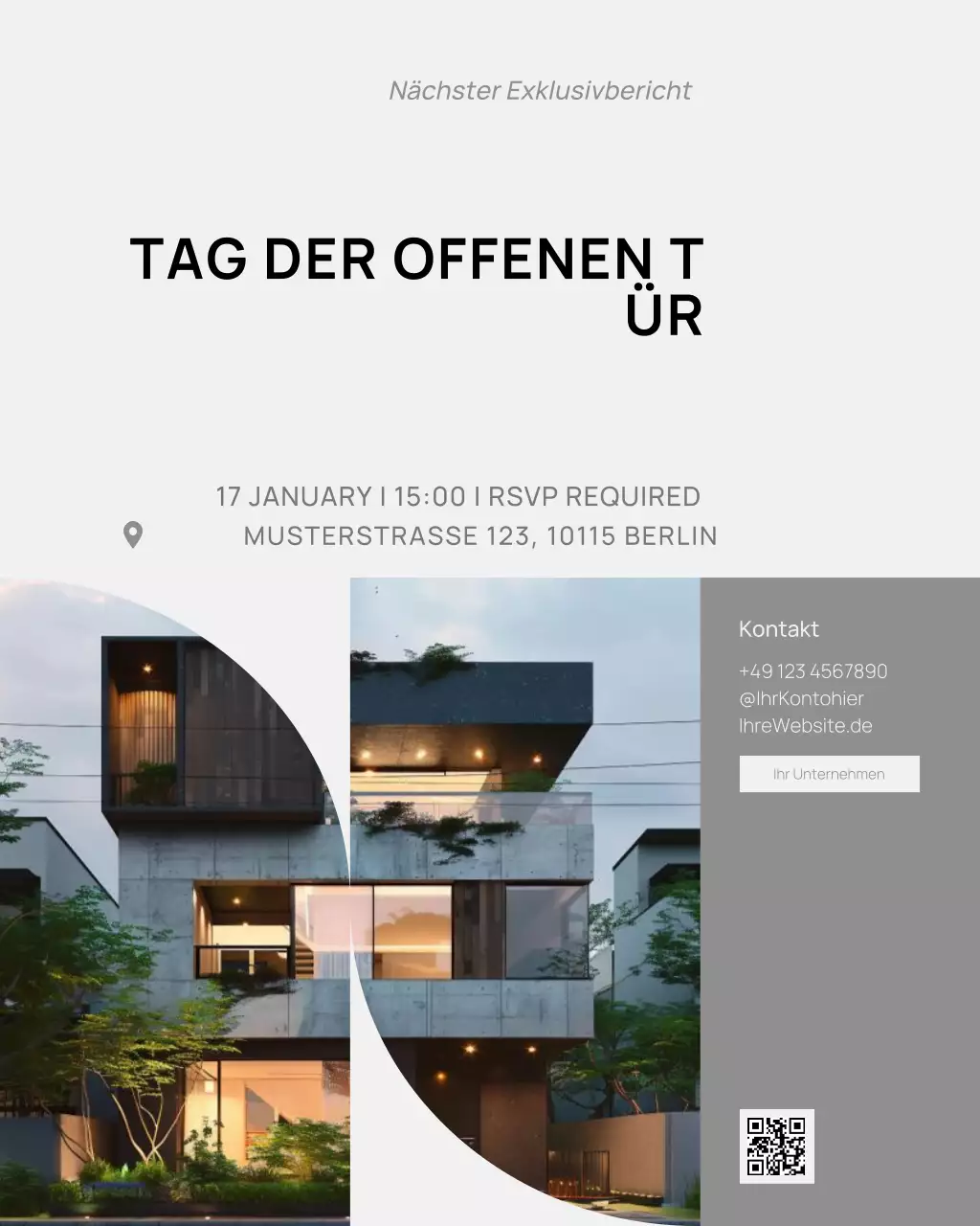 Minimaler Luxus-Open-House-Immobilien-Social-Media-Beitrag