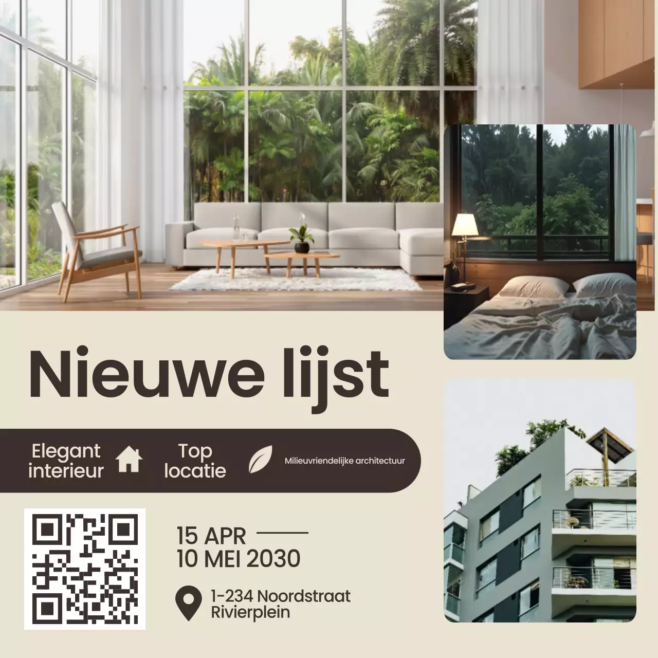 beige moderne vastgoedadvertentie