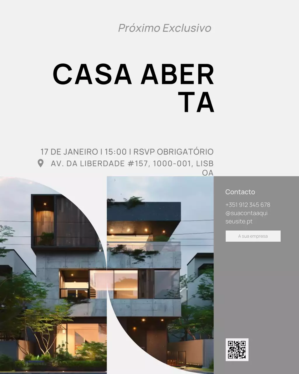 Postagem de mídia social de imóveis de open house de luxo minimalista