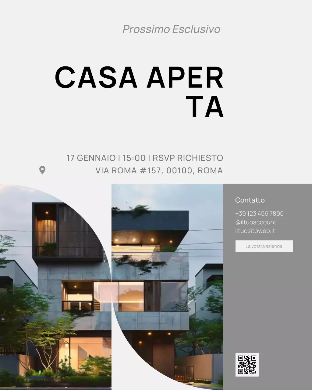 Post sui social media di un'agenzia immobiliare di lusso minimale