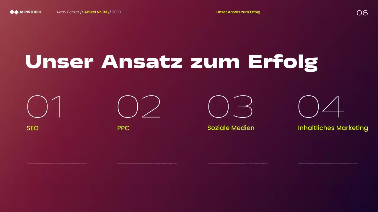 Präsentation moderner minimalistischer Marketingstrategien in Kastanienbraun