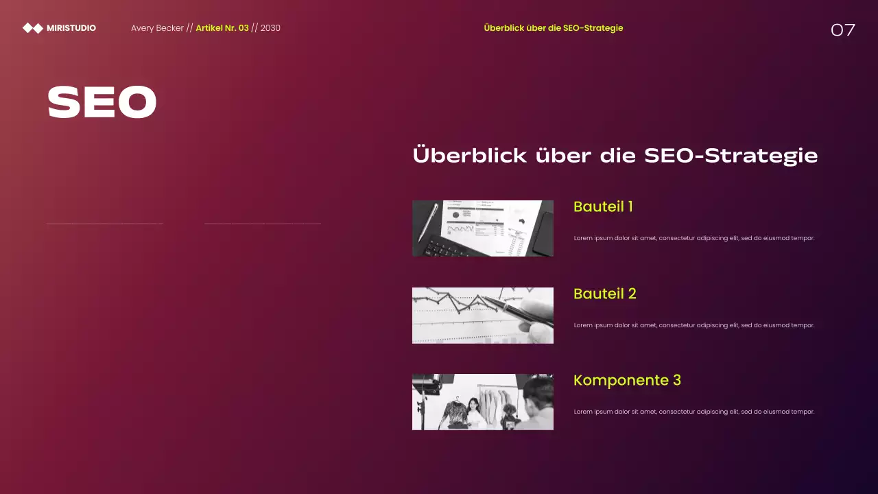 Präsentation moderner minimalistischer Marketingstrategien in Kastanienbraun