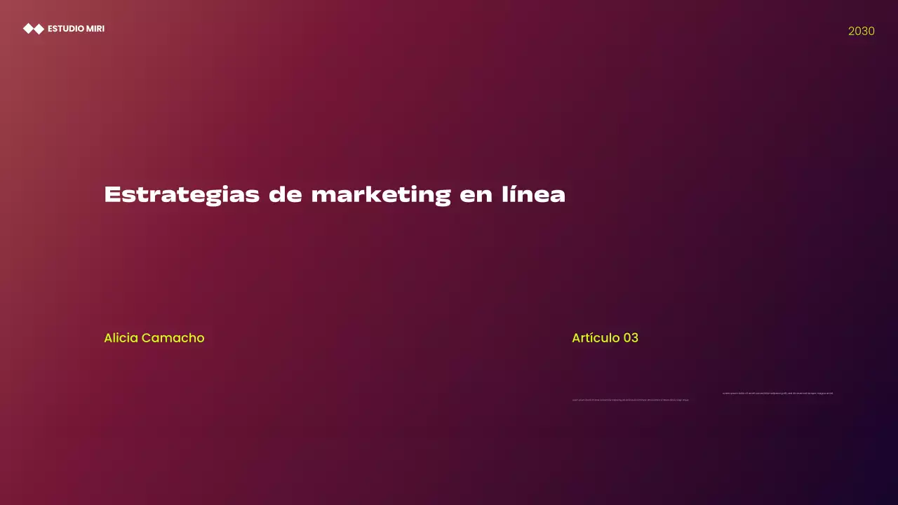 Presentación de estrategias de marketing minimalista moderno en color granate