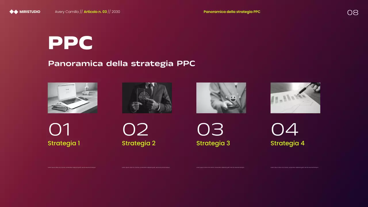 Presentazione delle strategie di marketing minimaliste moderne Maroon