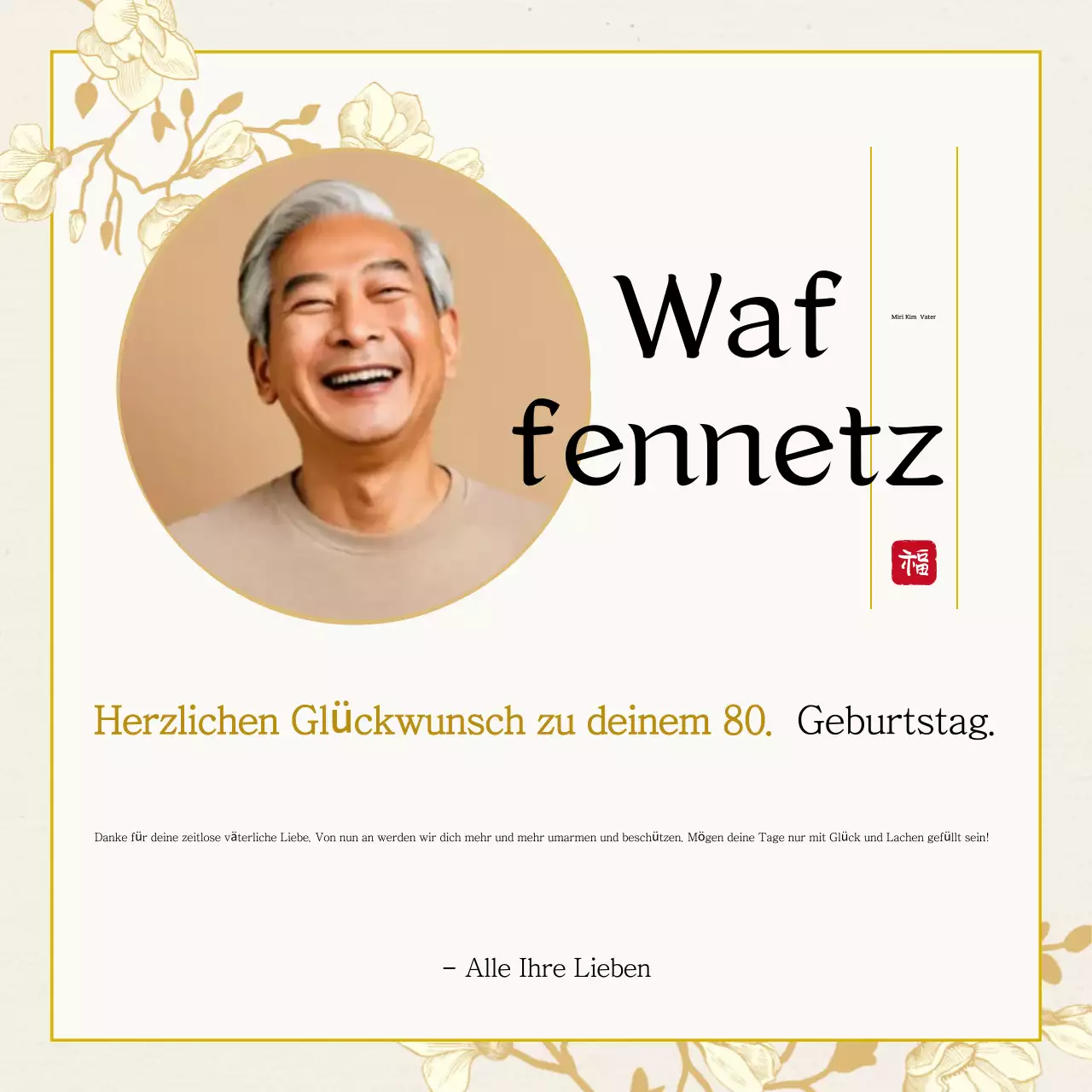 Beige Traditionelle Feier zum 80. Geburtstag