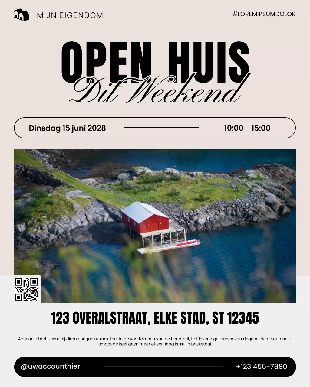 beige moderne vastgoed aankondiging social media post