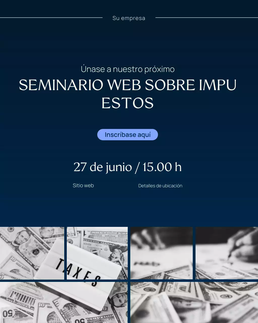 Publicación en redes sociales del seminario web sobre impuestos profesionales geométricos