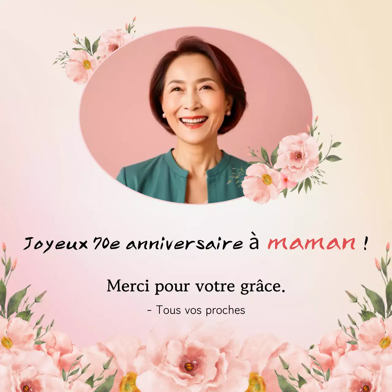 Célébration élégante et rose du 70e anniversaire