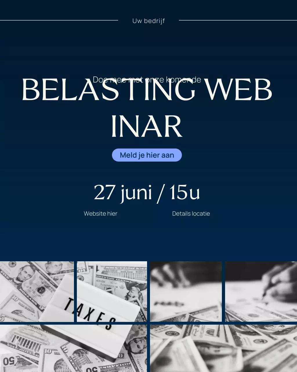 Geometrisch professioneel belastingwebinar Social Media Post