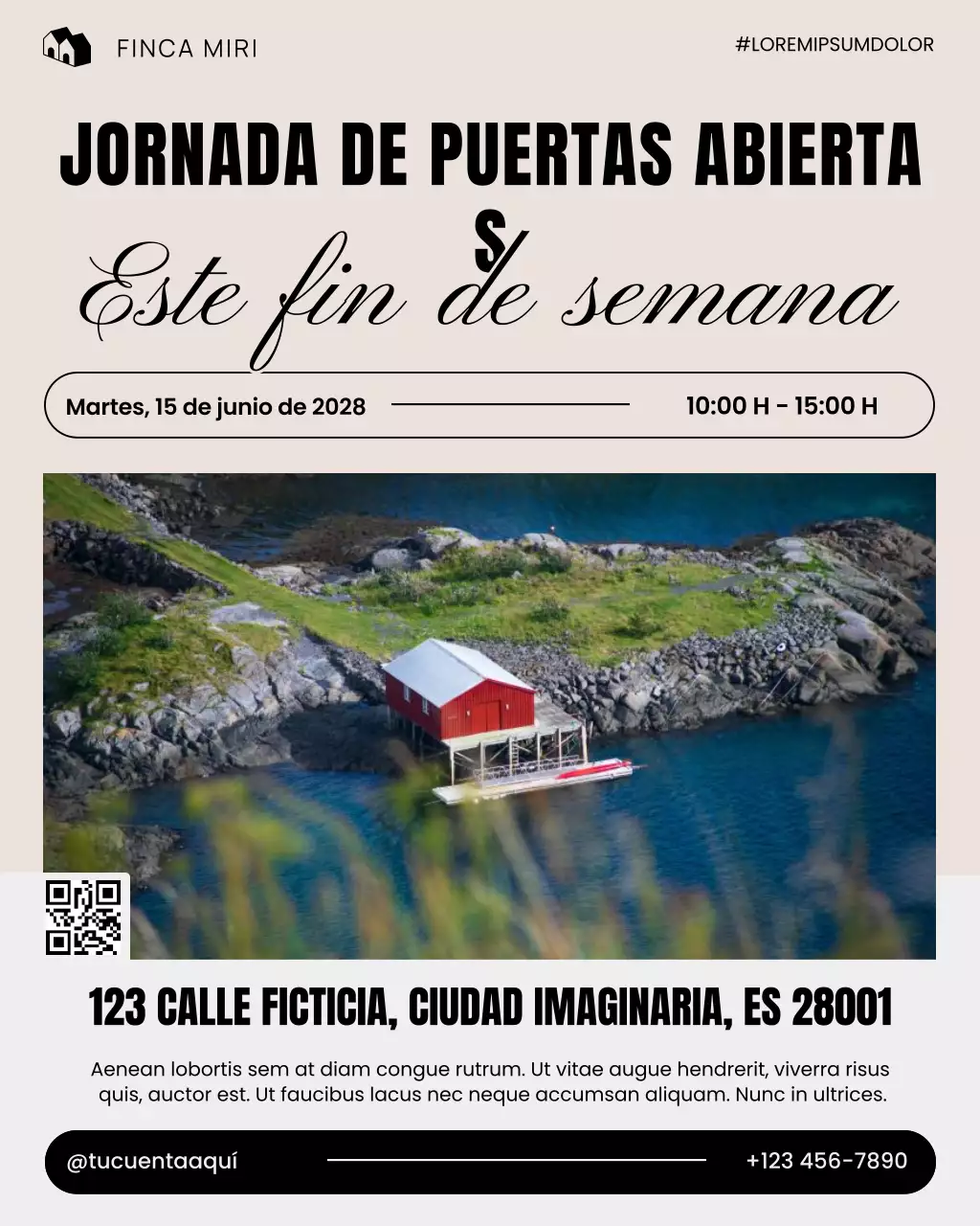 Publicación en redes sociales de un anuncio inmobiliario moderno en beige