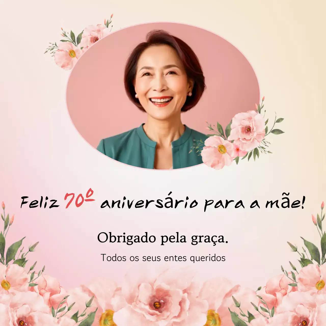 Celebração de 70º aniversário elegante rosa