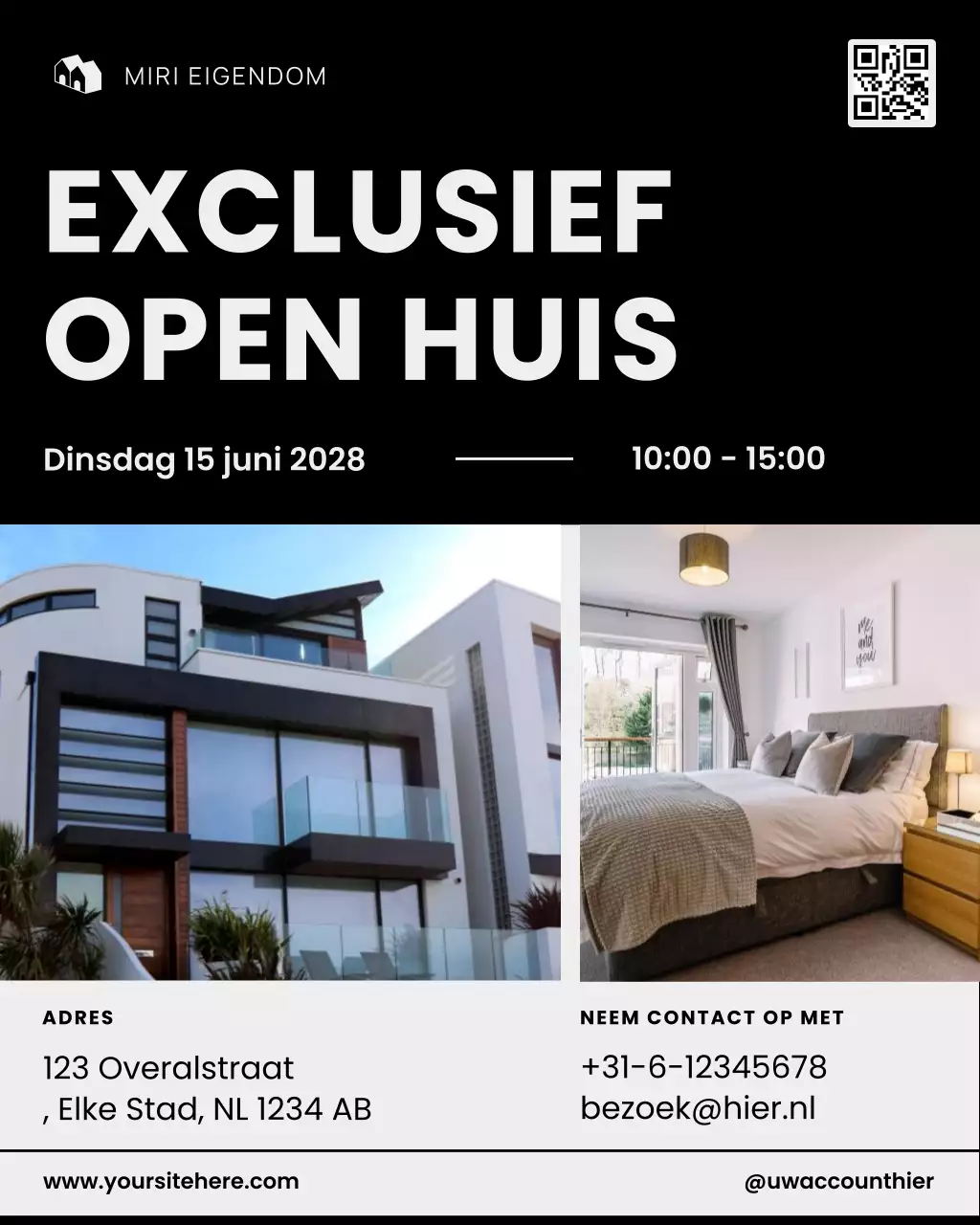 zwarte moderne vastgoeduitnodiging social media post