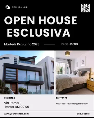 invito immobiliare moderno nero post sui social media
