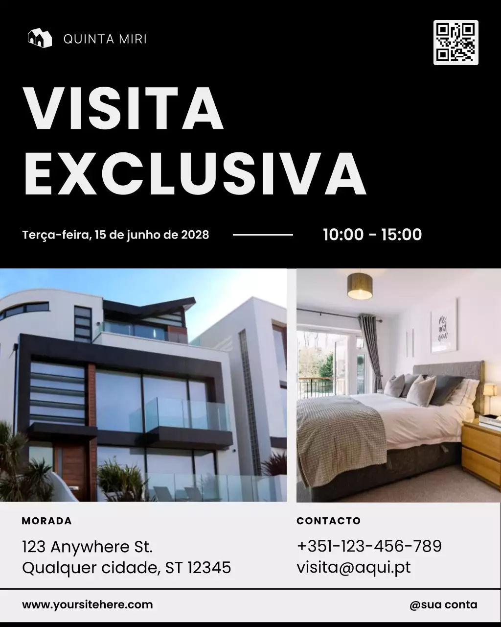 convite imobiliário moderno preto postagem de mídia social