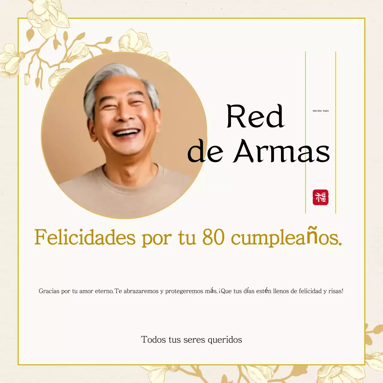 Celebración tradicional del 80.º cumpleaños en beige