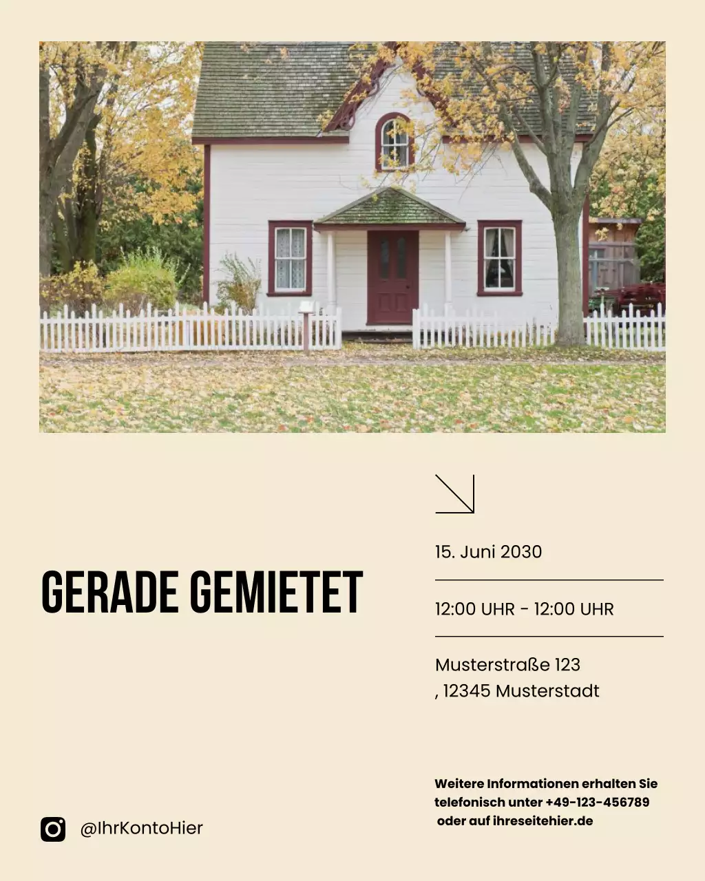 Beige und Schwarz Modern Minimalist Real Estate Ankündigung