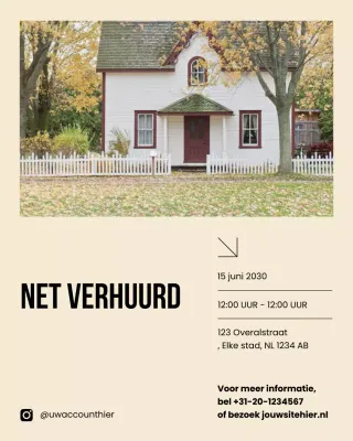 Beige en zwart moderne minimalistische vastgoedaankondiging