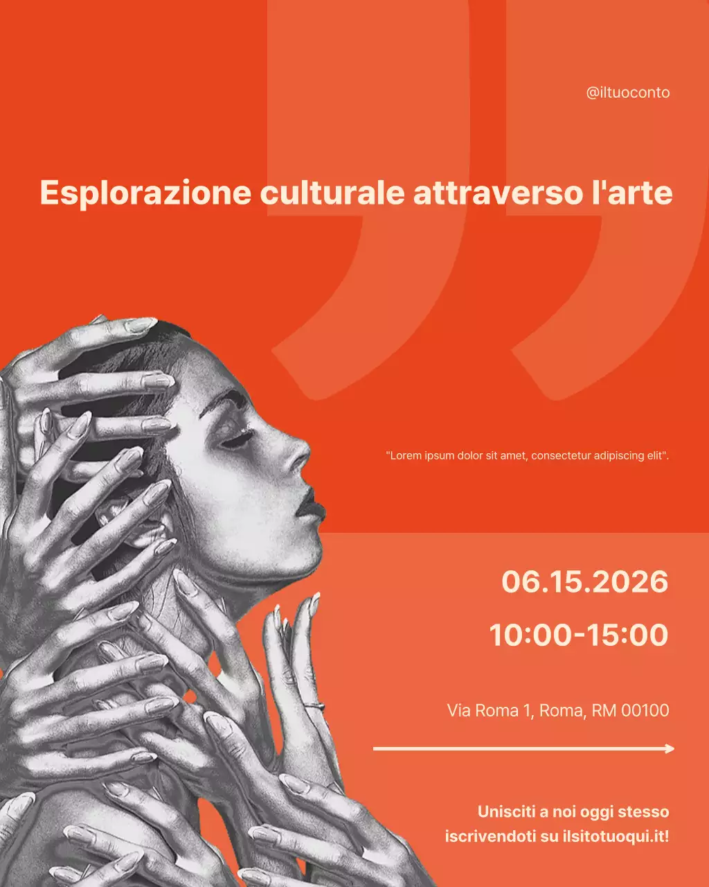 Invito all'evento di arte e cultura moderna arancione e crema