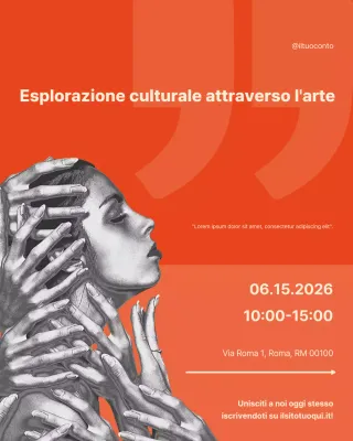 Invito all'evento di arte e cultura moderna arancione e crema