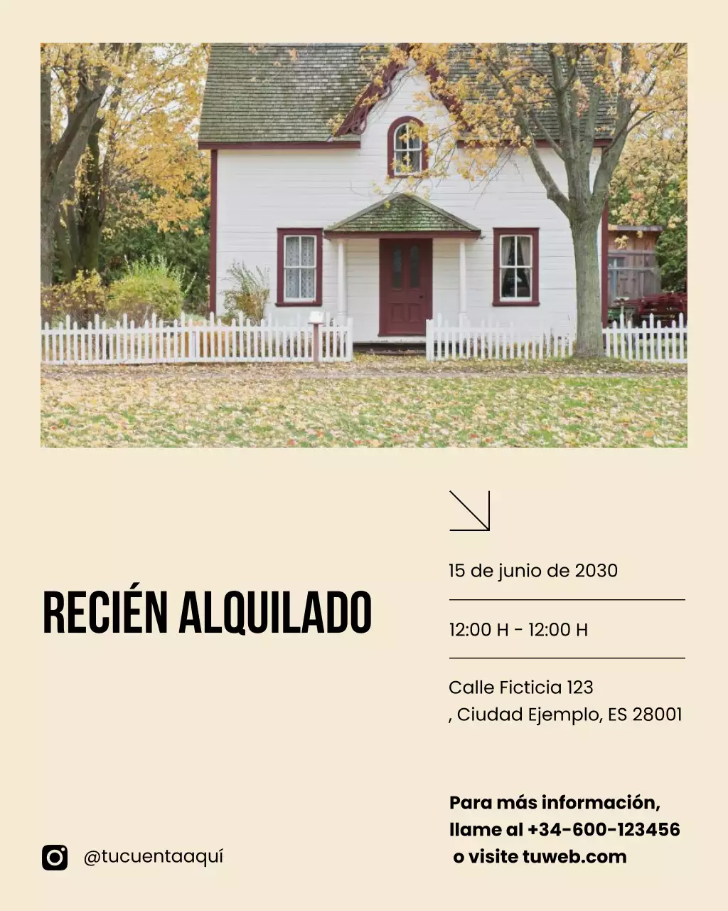 Anuncio inmobiliario minimalista moderno en beige y negro