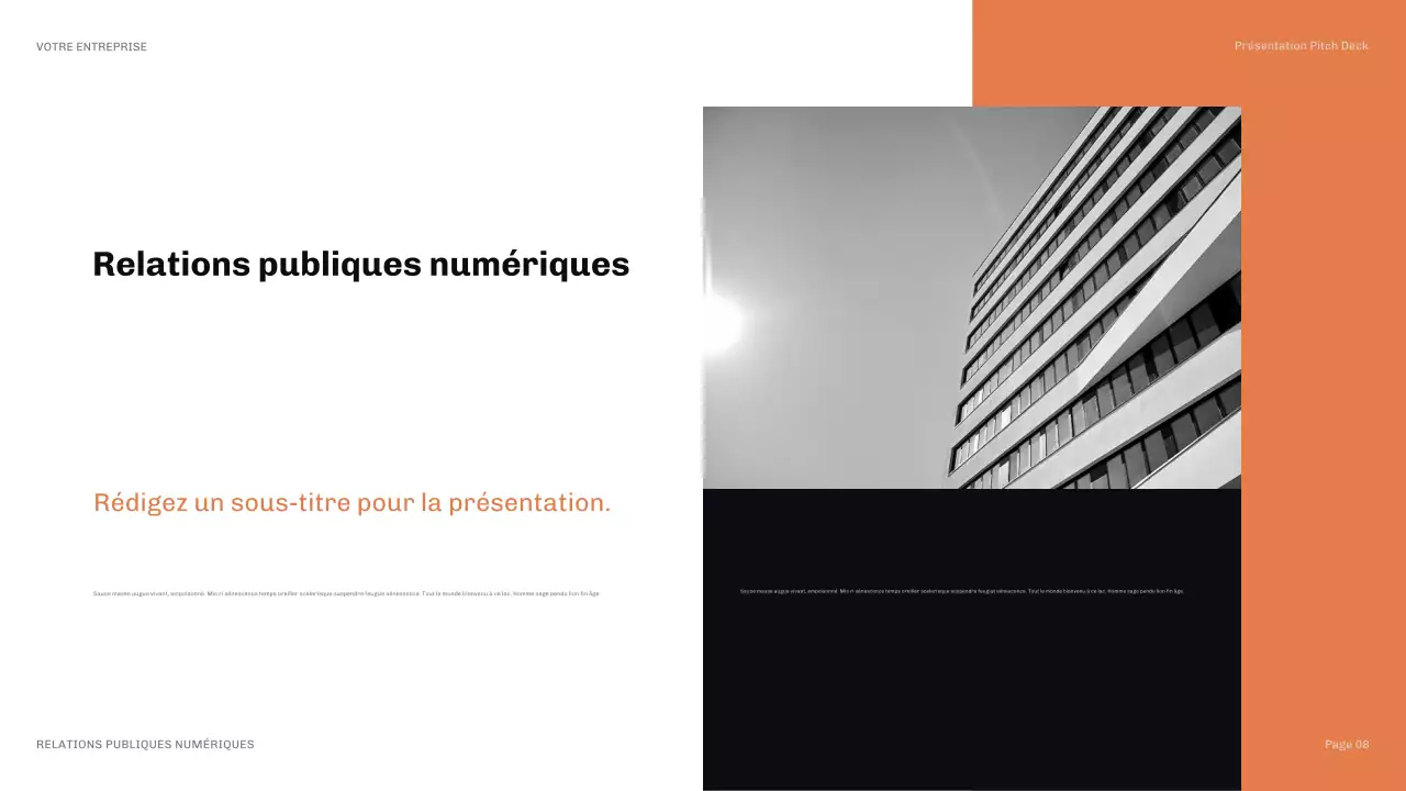 présentation orange moderne des relations publiques