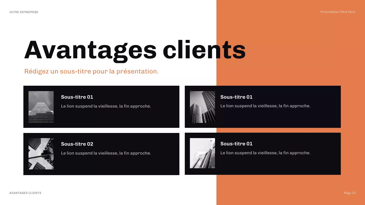 présentation orange moderne des relations publiques