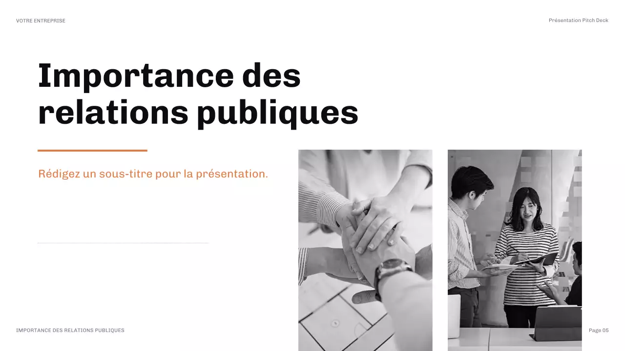 présentation orange moderne des relations publiques