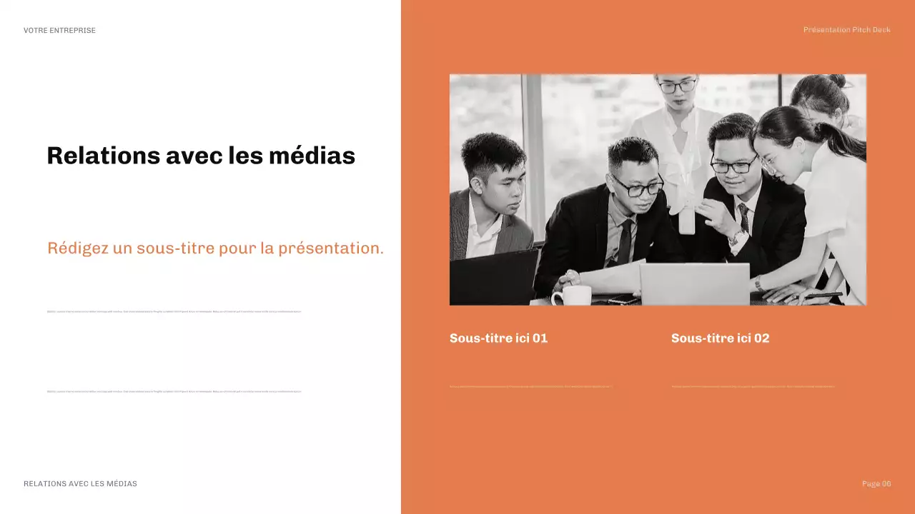 présentation orange moderne des relations publiques