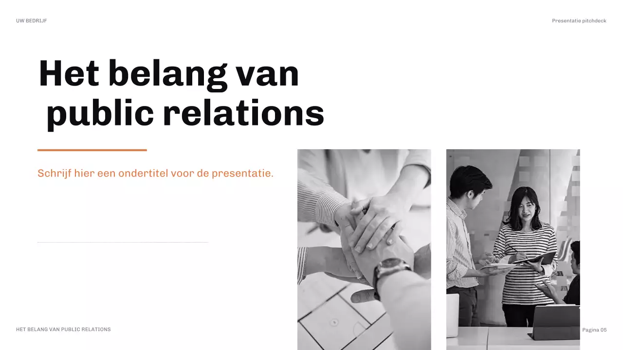 oranje moderne public relations presentatie