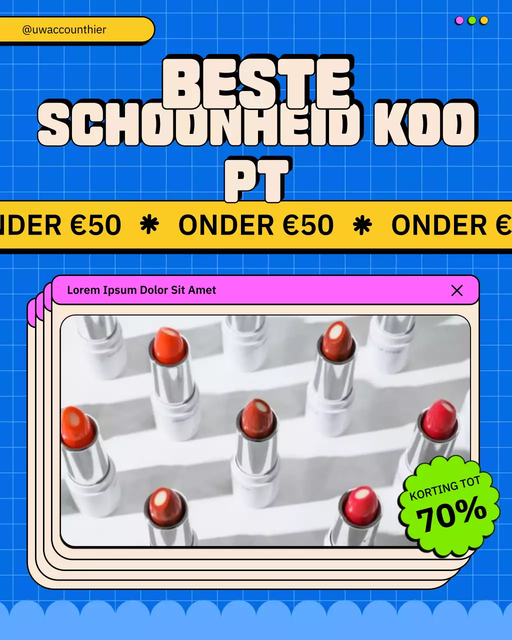 blauwe retro schoonheid promotie social media post