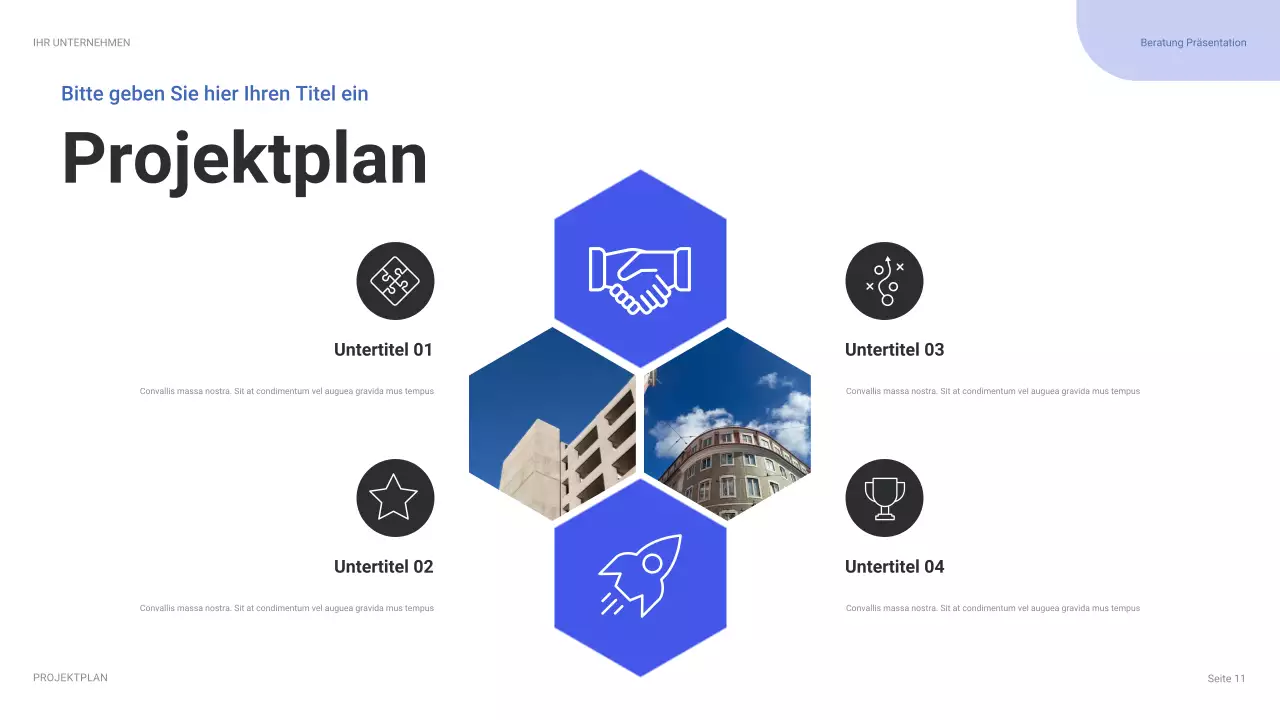 blauer moderner IT-Präsentationsleitfaden