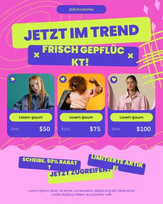 pinker trendiger Social-Media-Beitrag zur Modewerbung