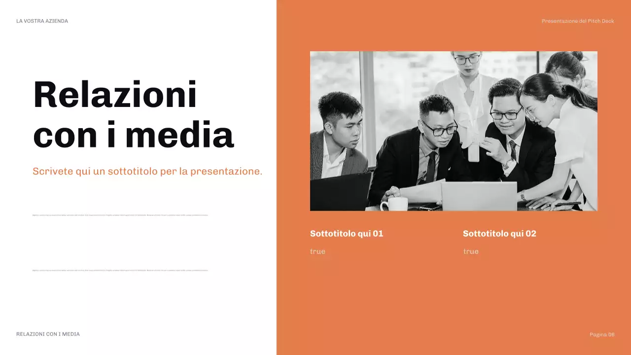 presentazione moderna delle relazioni pubbliche arancione