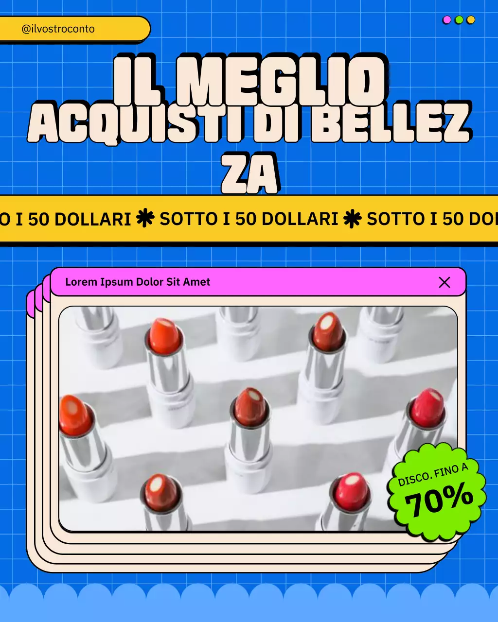 promozione bellezza retrò blu post sui social media