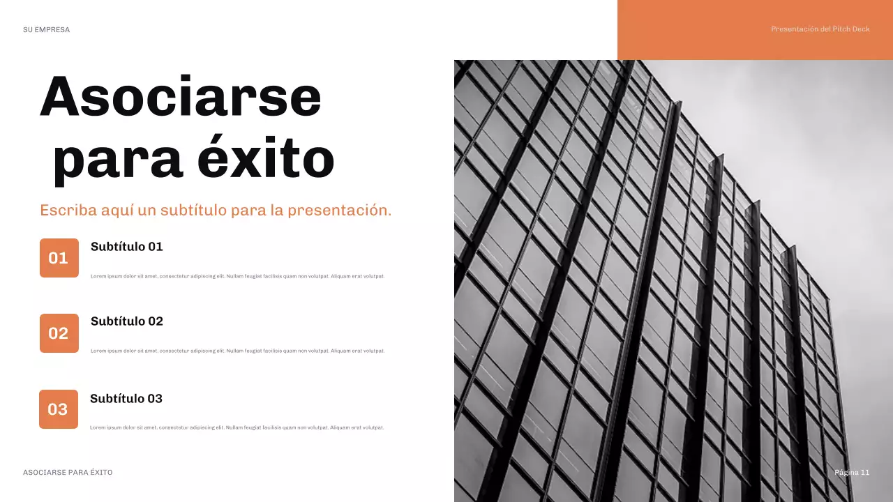 Presentación moderna de relaciones públicas en color naranja