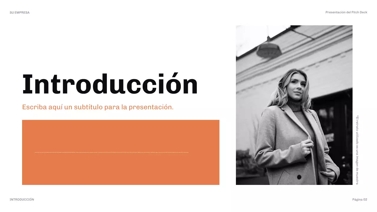 Presentación moderna de relaciones públicas en color naranja