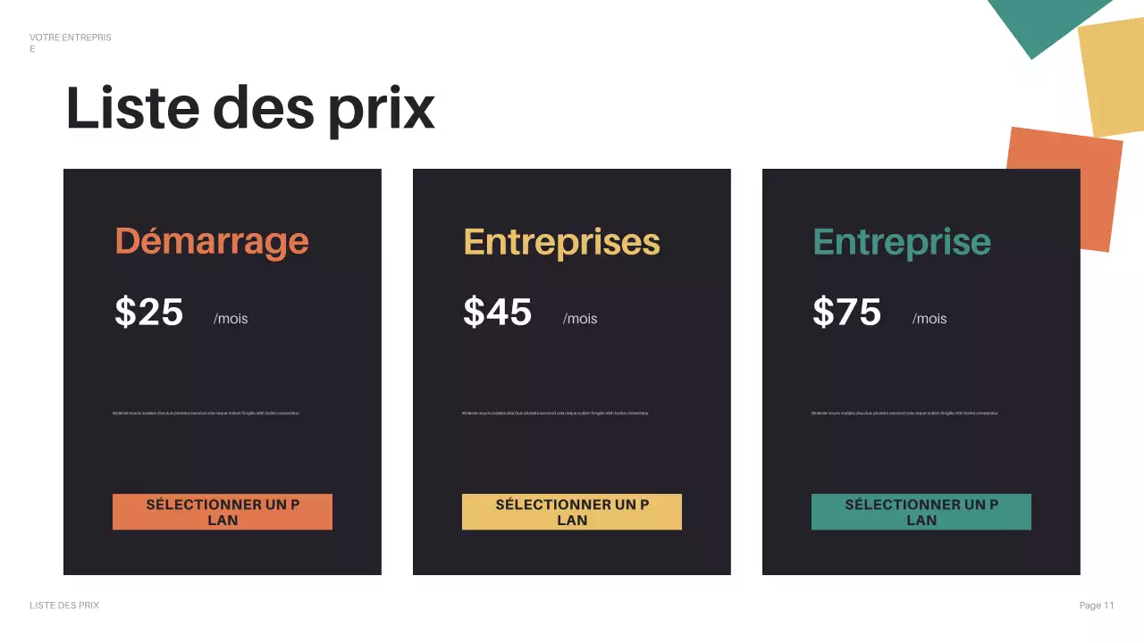 pitch d'entreprise géométrique noir