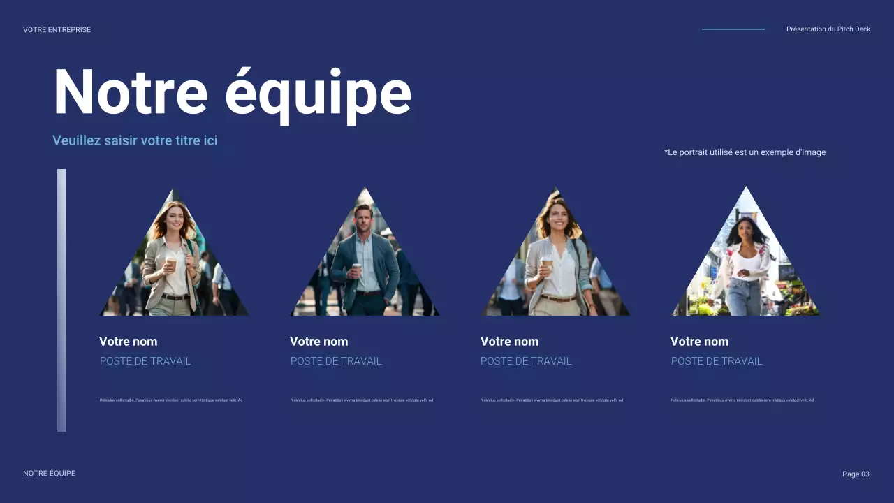 pitch commercial bleu moderne