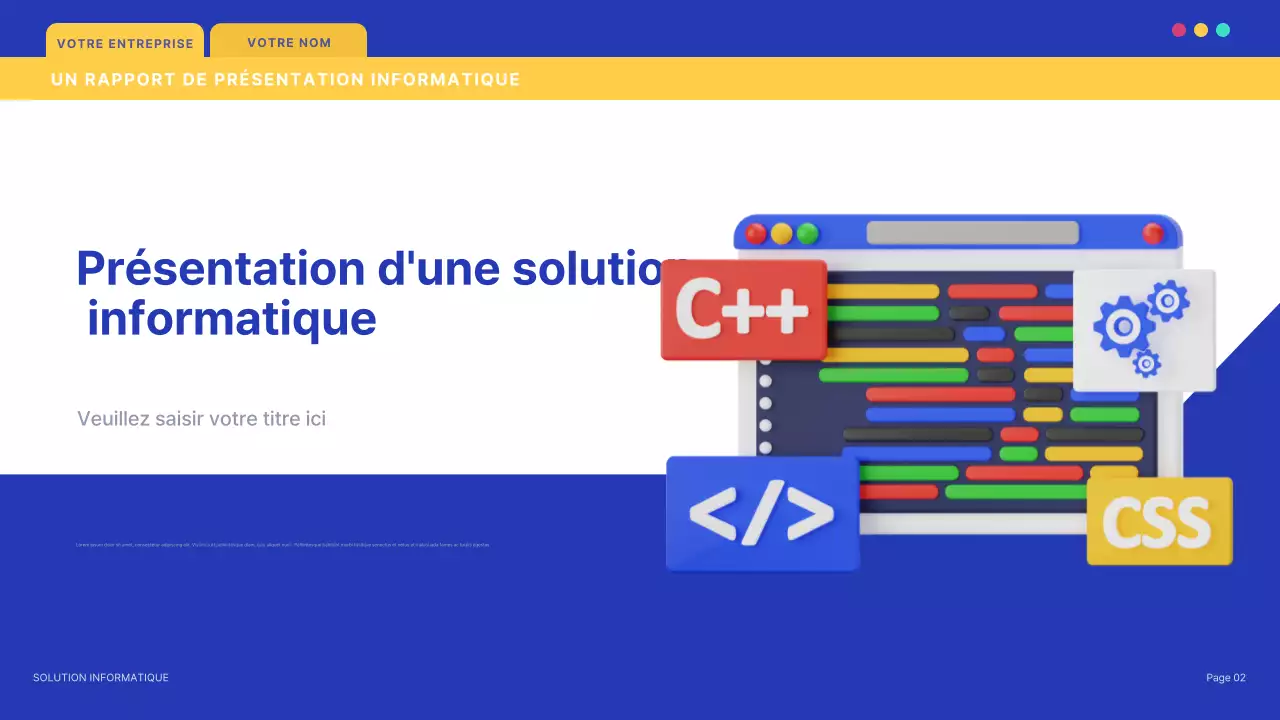 document de présentation informatique moderne bleu