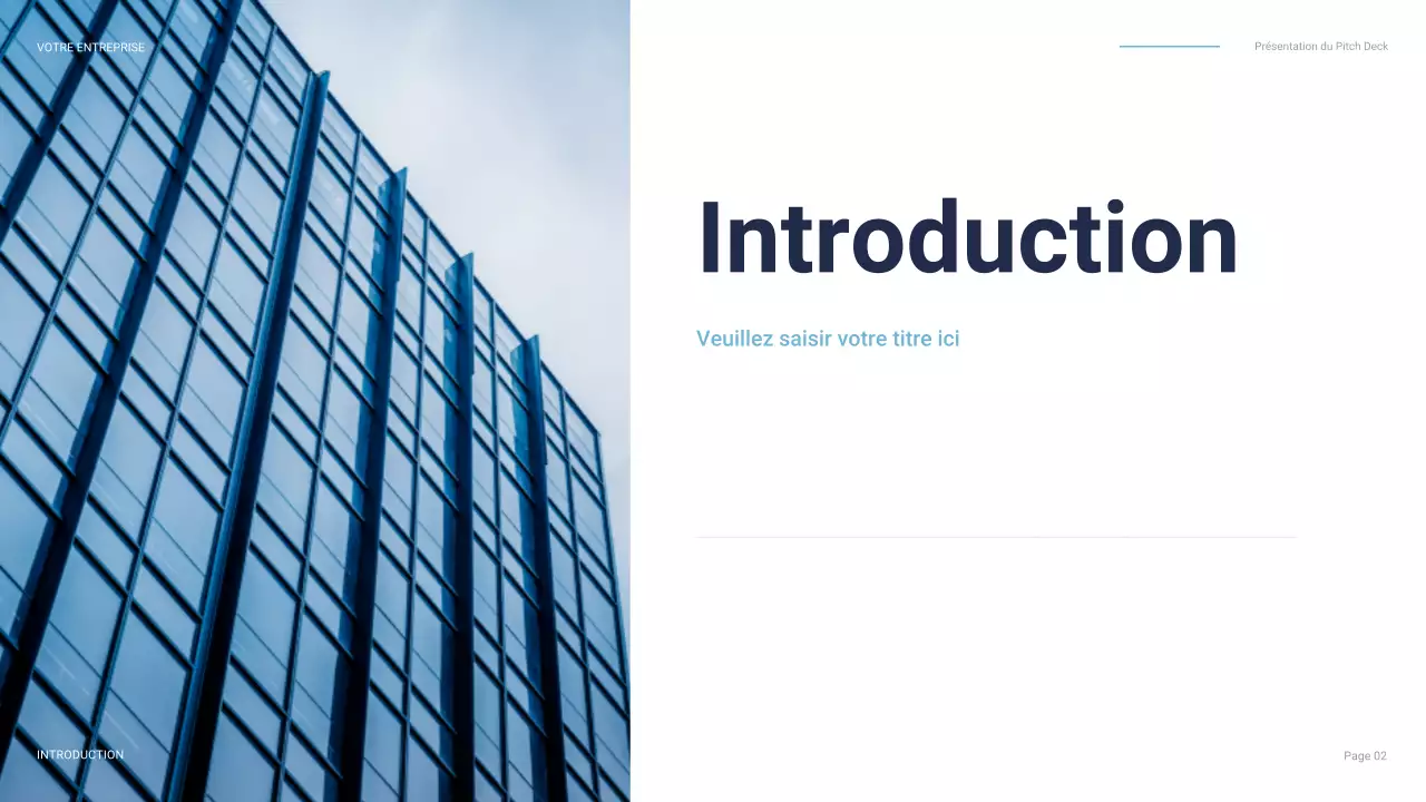 pitch commercial bleu moderne