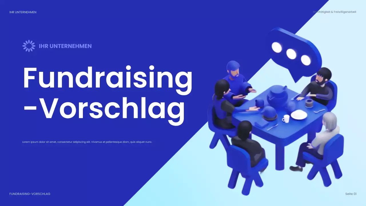 blaues modernes Fundraising-Dokument