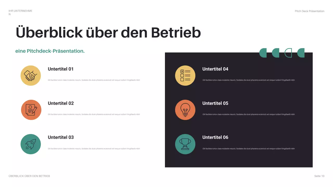 schwarzer geometrischer Firmen-Pitch