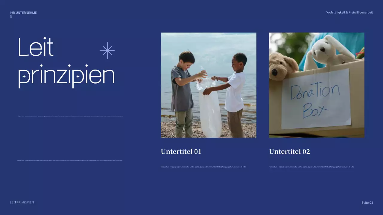 blaue moderne Charity-Präsentation