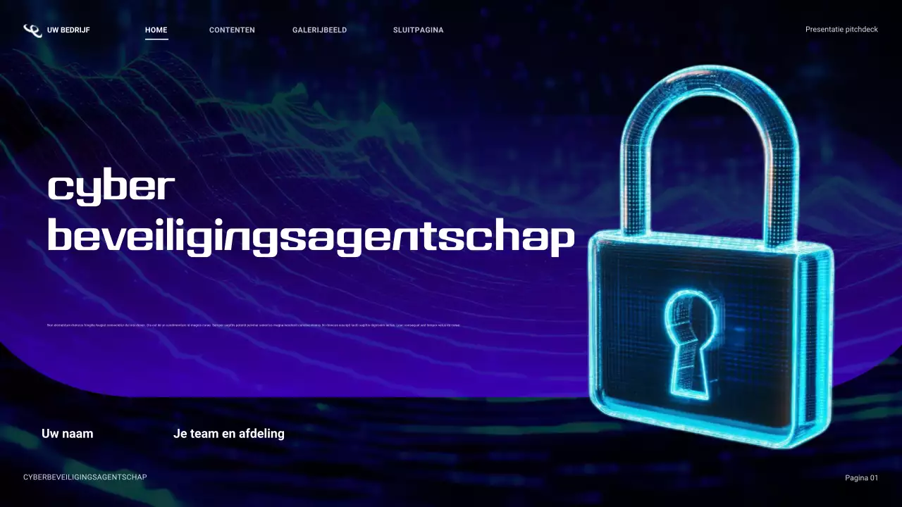 blauwe cyberbeveiligingspresentatie