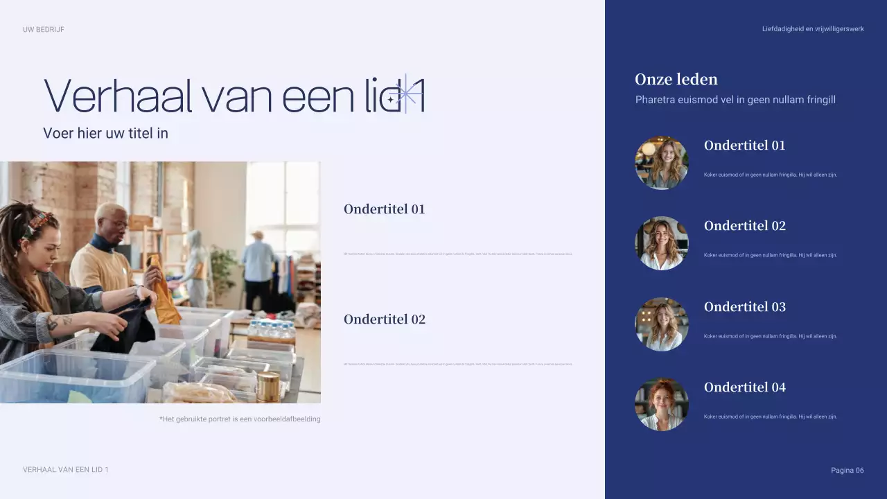 blauwe moderne liefdadigheidspresentatie