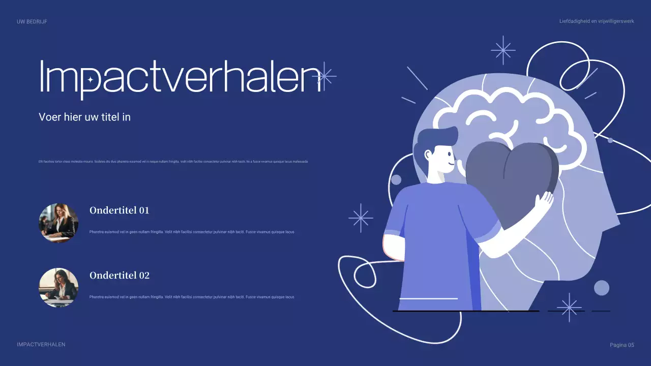 blauwe moderne liefdadigheidspresentatie