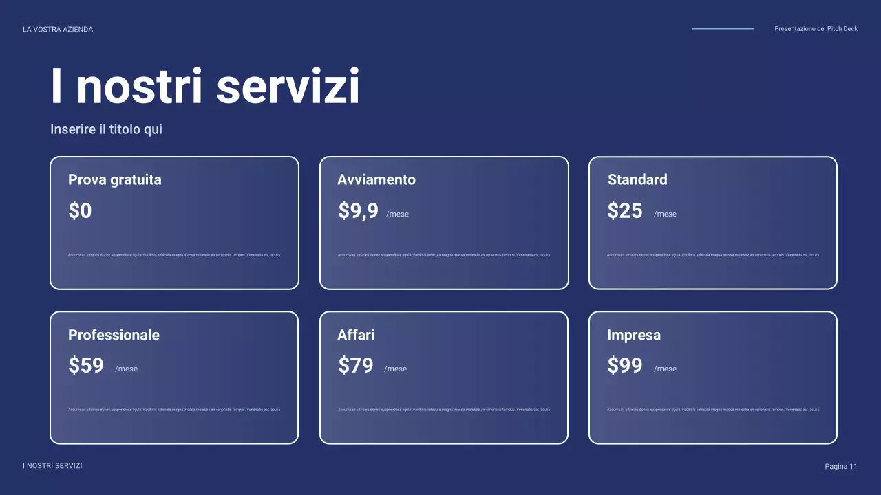 pitch aziendale moderno blu