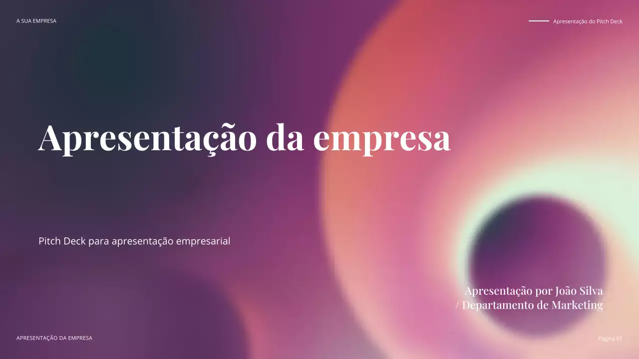 pitch de negócios moderno e colorido