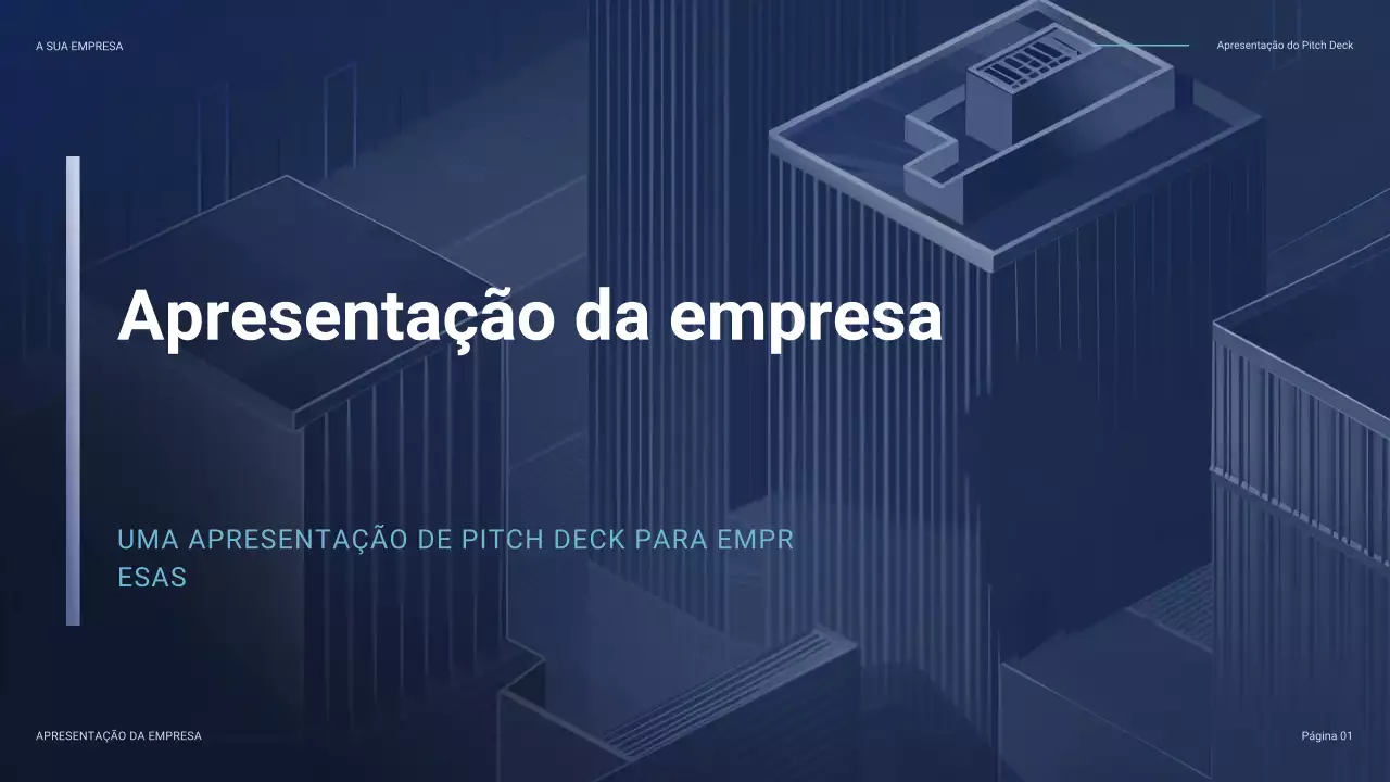 pitch de negócios moderno azul